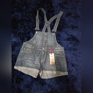 Denim overall shorts